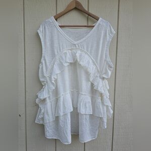 Free People White Ruffle Sleeveless Top